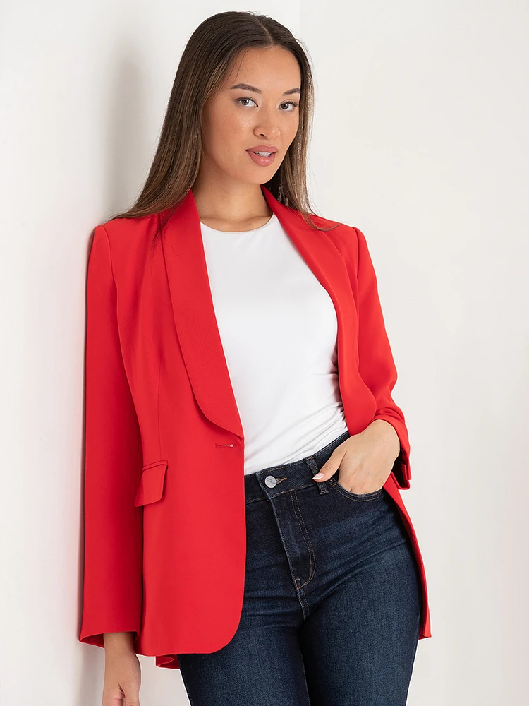 Crepe Shawl Collar Blazer