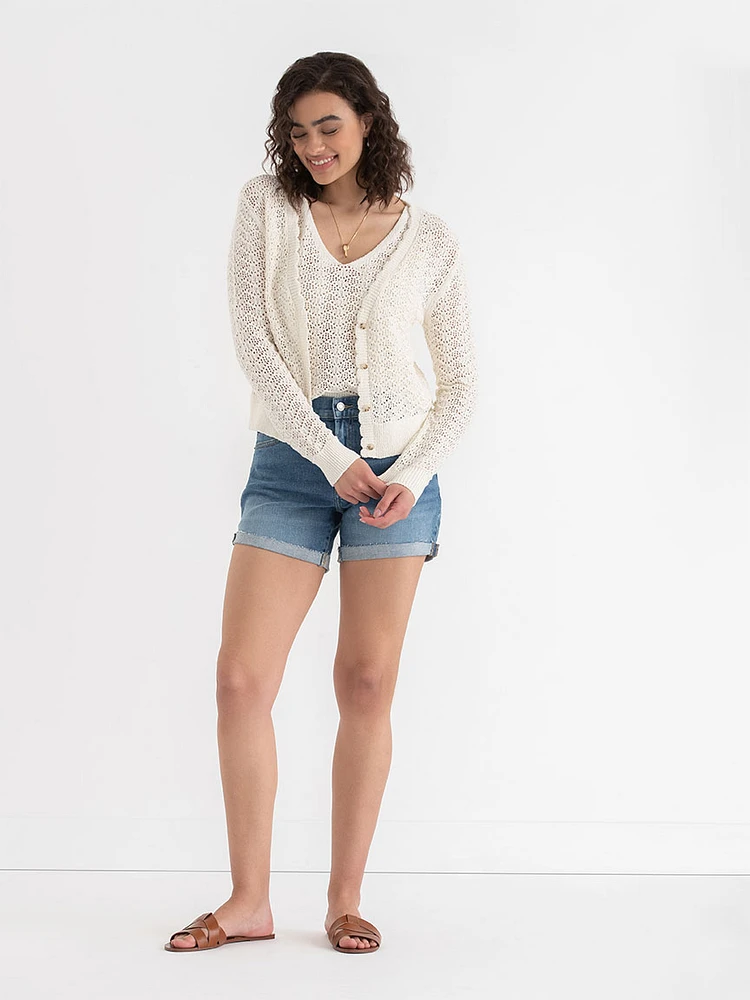 Long Sleeve Pointelle Cardigan