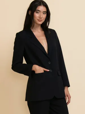 Double Button Relaxed Blazer Luxe Tailored