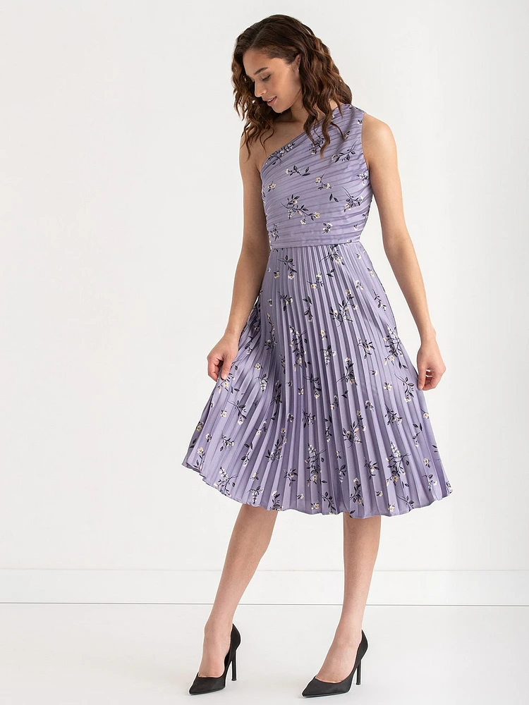 One Shoulder Pleated Dress