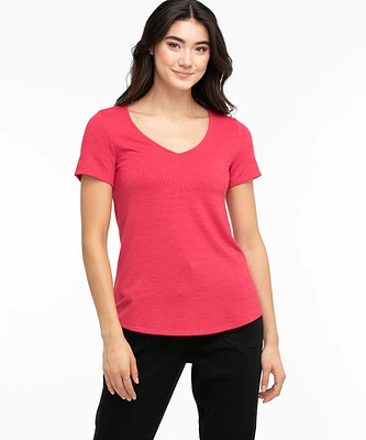Short Sleeve V-Neck Hacci Tee
