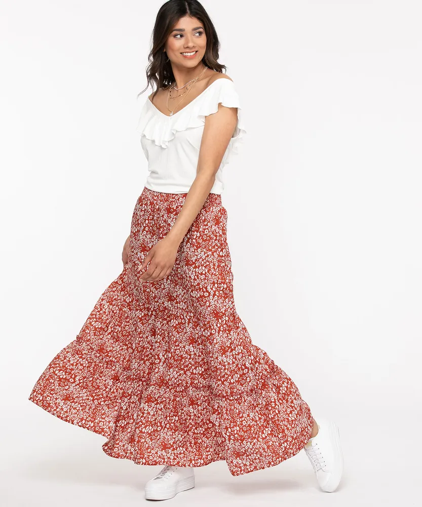 Smocked Waist Tiered Skirt