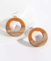 Cutout Wood Circle Earring