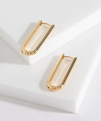 Small Gold Coloured Cylinder Hoop Earrings
