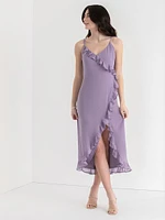 Chiffon Ruffle Dress with Tie Straps