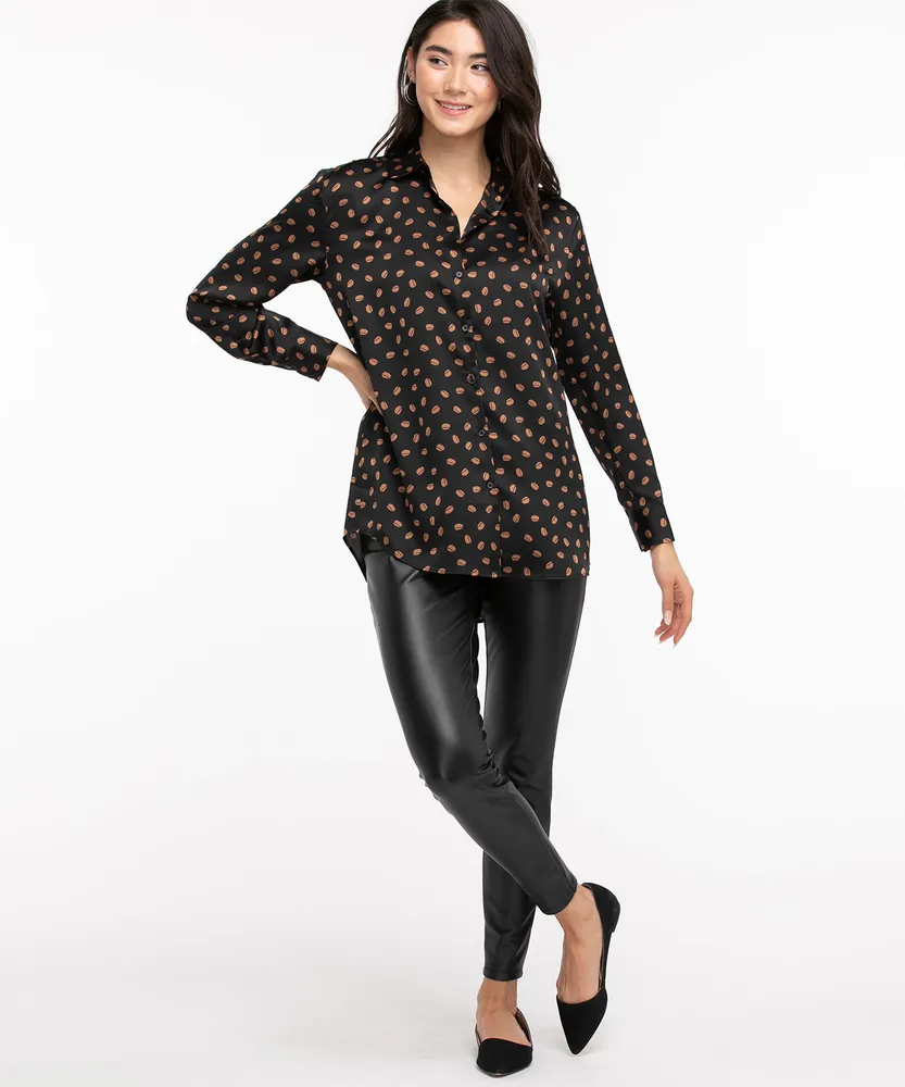 Button Front Collared Tunic Shirt