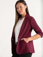 Hampton 3/4 Ruched Sleeve Ponte Blazer