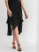 Chiffon Ruffle Wrap Dress