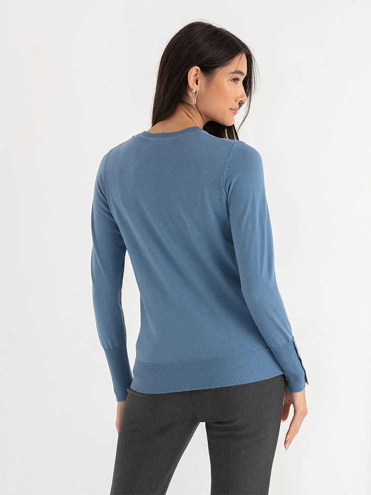 Cashmere-Blend Sweater with Rivet Detail