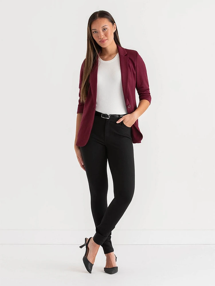 Hampton 3/4 Ruched Sleeve Ponte Blazer