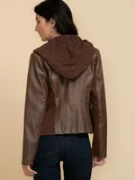 Hooded Faux Leather Jacket