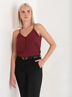 Sadie Strappy V-Neck Tank with Button