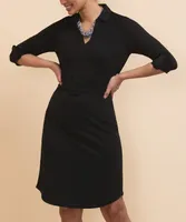 3/4 Sleeve Collared Dress with Belt