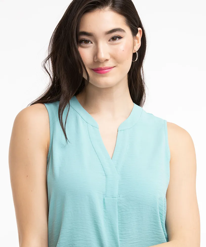 Sleeveless Henley Blouse