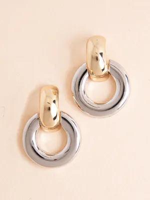 Chubby Gold and Silver Hoop Earrings