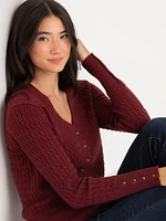 V-Neck Cable Knit Cardigan