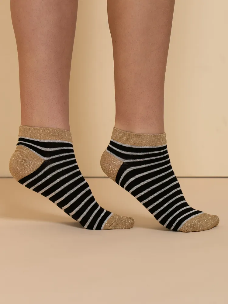 Striped Ankle Socks with Gold Shimmer