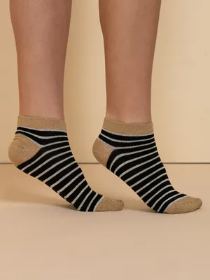 Striped Ankle Socks with Gold Shimmer