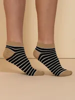 Striped Ankle Socks with Gold Shimmer