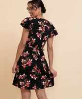 Flutter-Sleeve Dress with Tie-Waist