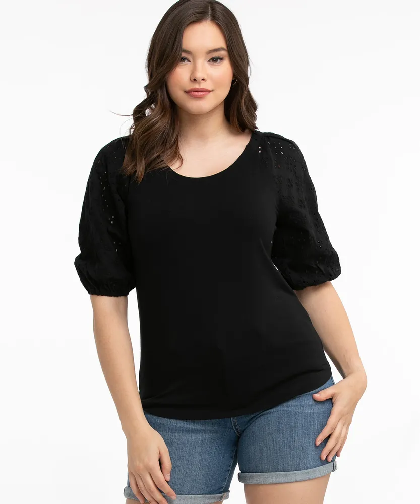 Eco-Friendly Eyelet Sleeve Top