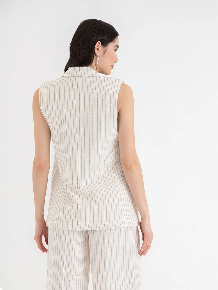 Classic Mid-Length Linen Vest