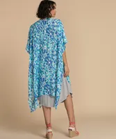 ABSTRACT BLUE LEOPARD PRINT RUANA