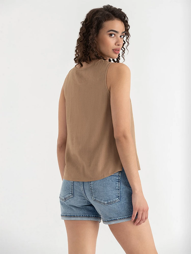 Sleeveless Linen Shell Blouse