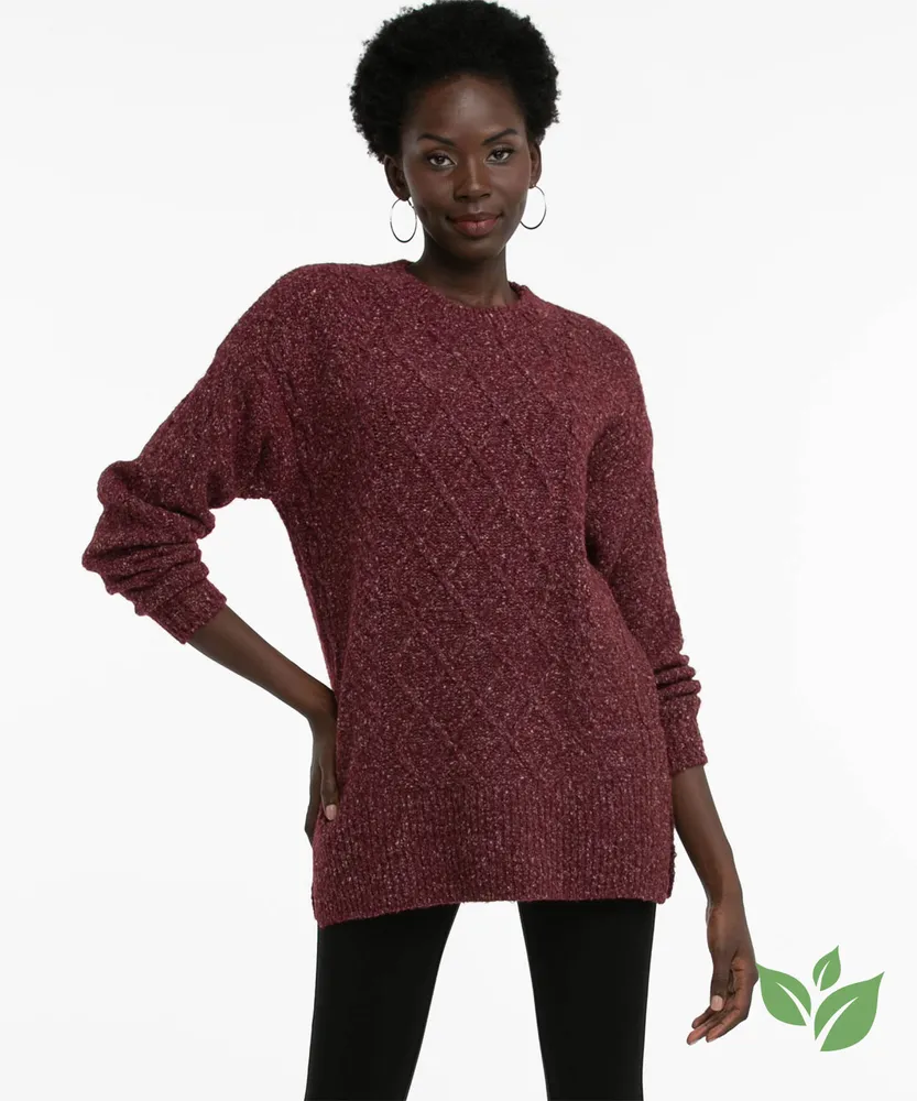 RICKI'S Eco-Friendly Cable Knit Tunic Sweater