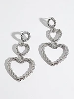 Silver Hollow Heart Earrings