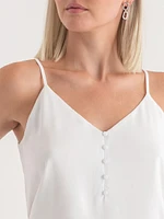 Sadie Strappy V-Neck Tank with Button