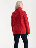 Mock Neck Cable Sweater