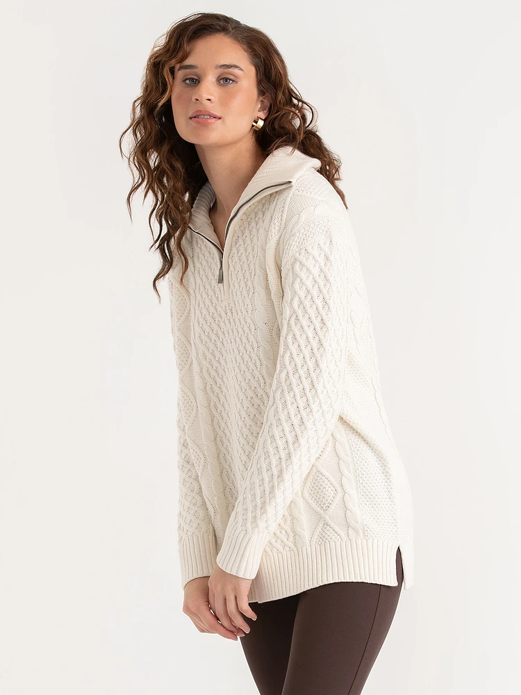 Quarter Zip Cable Pullover