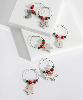 Festive Silver Wine Charms