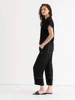 Viscose Linen Pull-On Cropped Pant