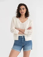 Long Sleeve Pointelle Cardigan