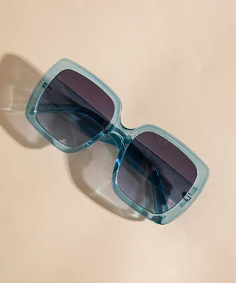 Blue Translucent Ombre Square Sunglasses