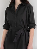 Roll Sleeve Shirtdress with Belt