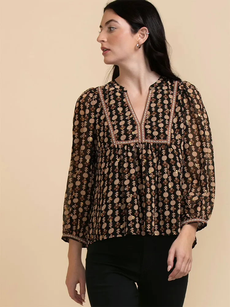 Peasant Blouse with Puff Sleeves