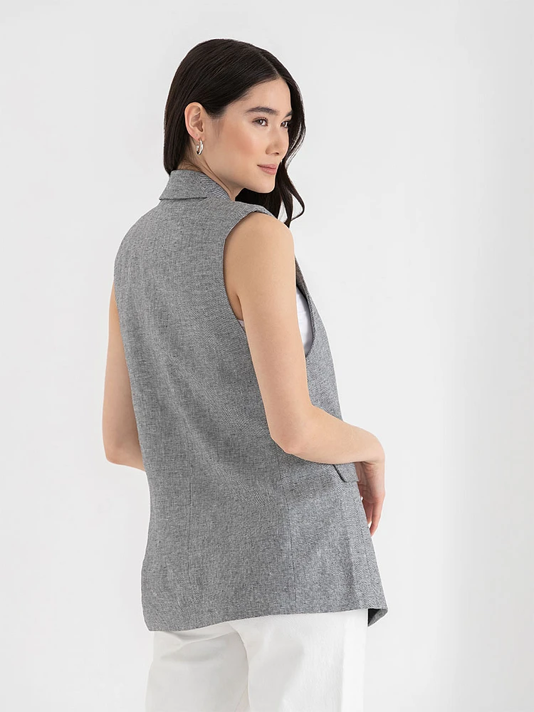 Classic Mid-Length Linen Vest