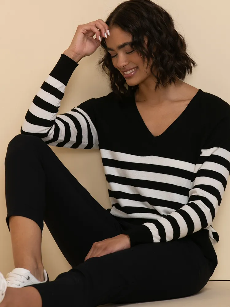 Long Sleeve Cashmere-Blend V-Neck Sweater