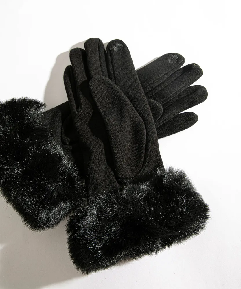 Faux Fur Trim Gloves