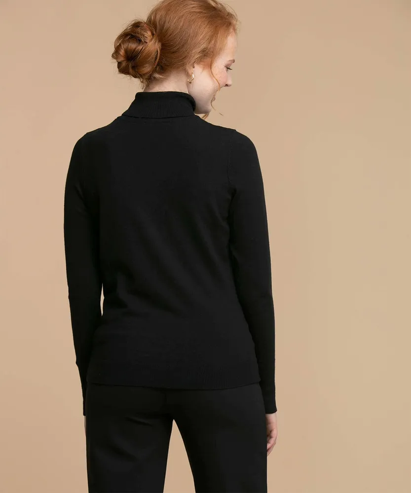 Eco-Friendly Button Sleeve Turtleneck