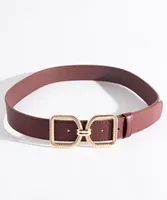 Burgundy Gold Buckle Belt