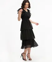 Tiered Flutter Sleeve Dress