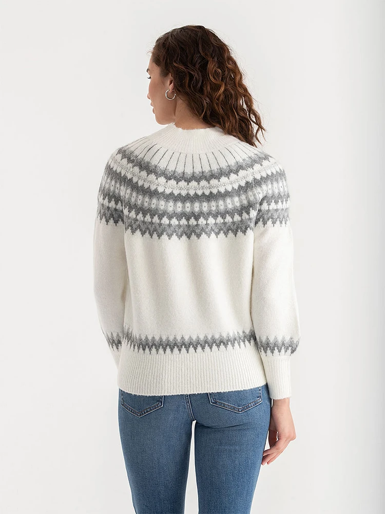 Mock Neck Balloon Sleeve Sweater