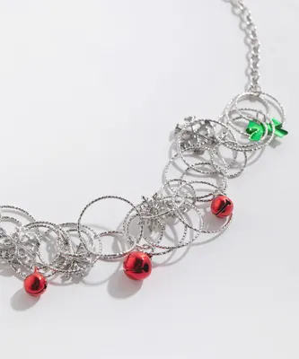 Short Circle Christmas Charms Necklace