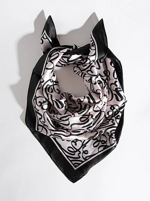 Scribble Heart Print Scarf