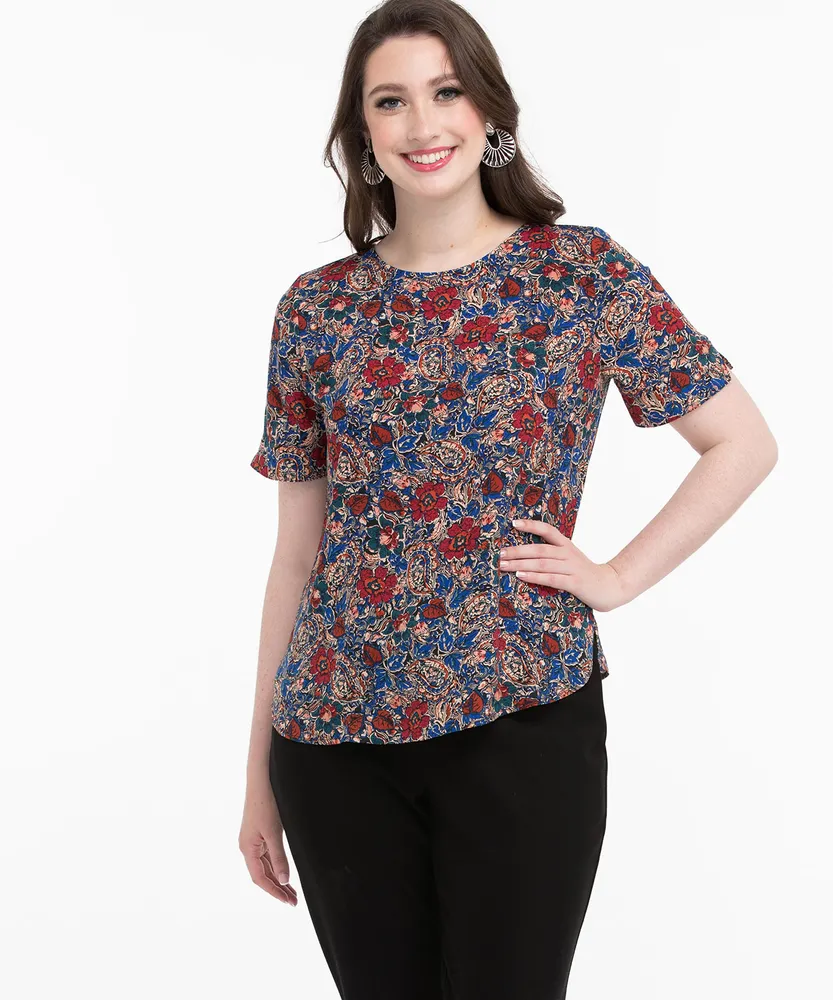 Short Sleeve Scoop Neck Blouse