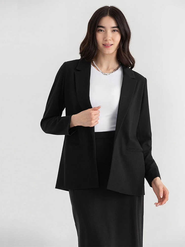 Relaxed Open Blazer Ponte Twill